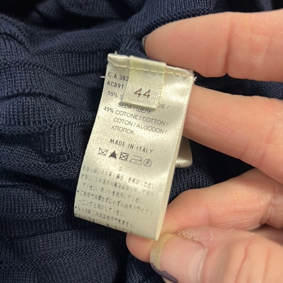 Agnona Navy Blue Silk Cotton Knit Dress 44 - Picture 6 of 11